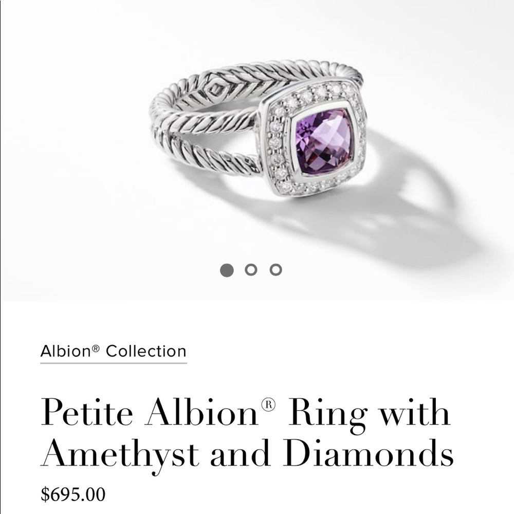 David Yurman Petit Albion Ring Amethyst Diamond
